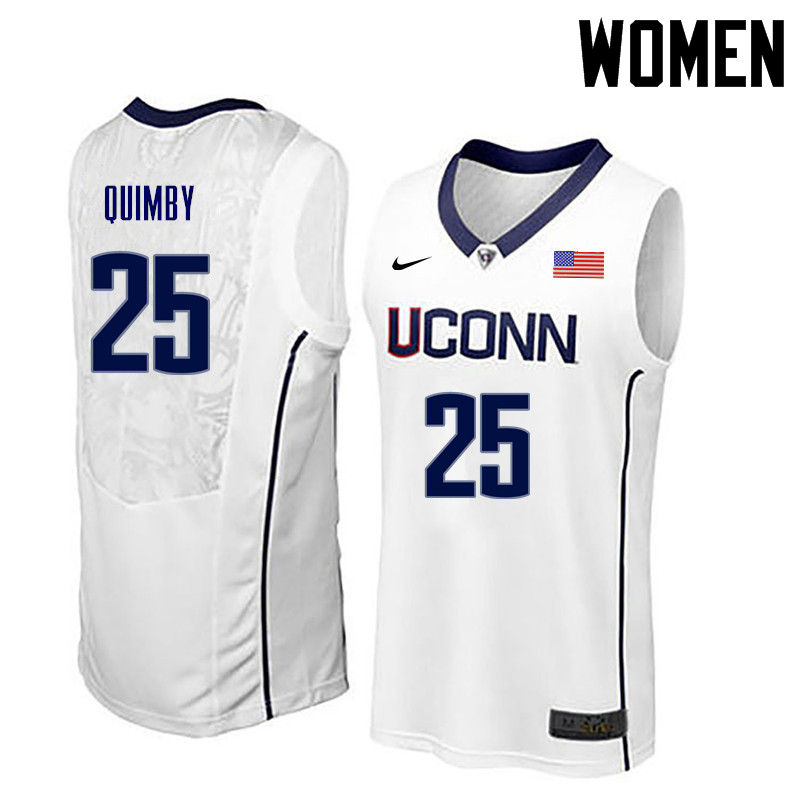 Women Uconn Huskies #25 Art Quimby College Basketball Jerseys-White - Click Image to Close